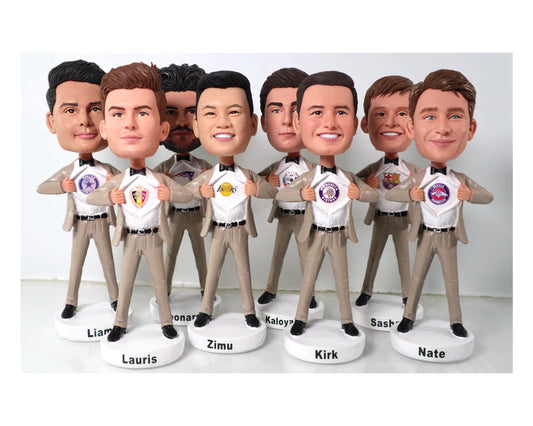 Custom Groomsmen Bobbleheads: Handmade Wedding Party Gifts