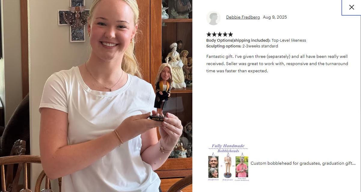 Custom Graduation Bobblehead: Personalized Senior Gift, Cap & Gown Figurine