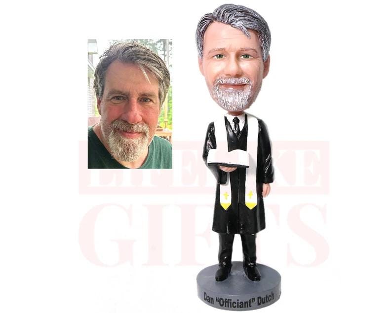 Custom Wedding Officiant Bobblehead: Personalized Pastor Gift