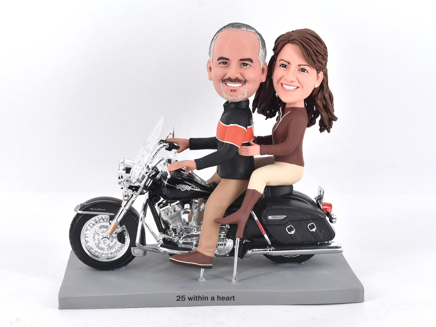 Custom Couple Bobbleheads on Motorcycle, Anniversary Gift