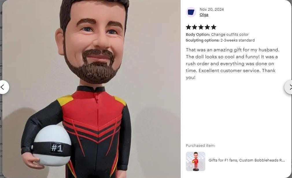 Custom Racer Bobblehead: Personalized F1 Driver Gift