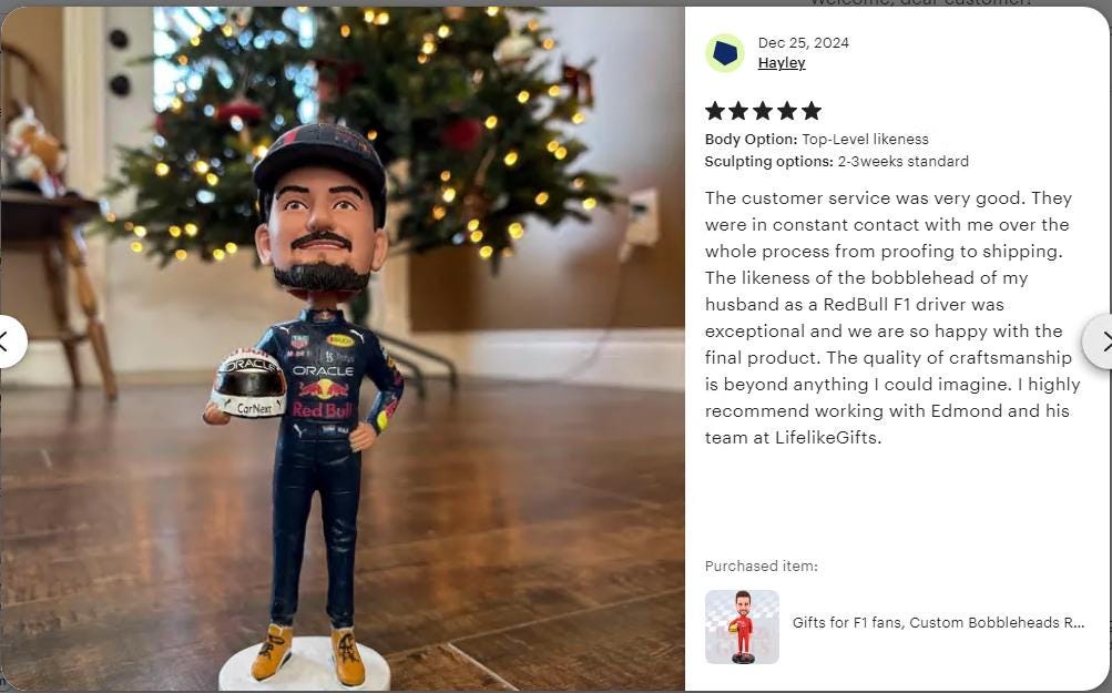 Custom Racer Bobblehead: Personalized F1 Driver Gift