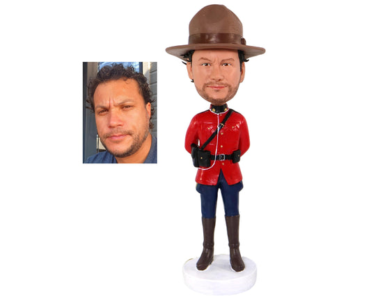 RCMP custom bobblehead, Constable officer retirement gift, custom Canadian police bobblehead, Royal Canadian mounted police cutom bobblehead