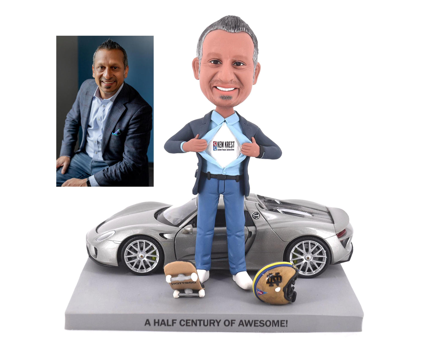 Custom Bobblehead boss with Sports Car: Personalized birthday Gift