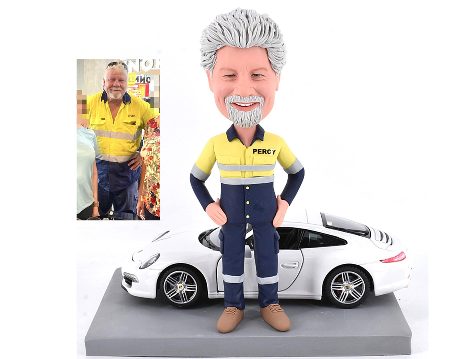 Custom Bobblehead with dream car, Personalized figurine Gift, retirement gift for boss, birthday present for him/her
