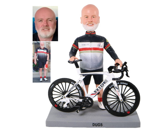 Custom Bobblehead with bike, personalized bobblehead doll from picture, birthday gift for biker/ride/husband/boyfriend, boss retirement