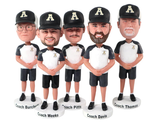 Baseball coach bobblehead dolls, Custom bobble head figurines, personalized gift ideas for coaches