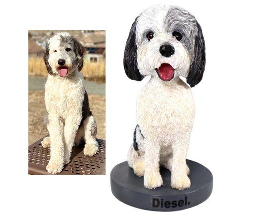 Custom Dog Bobblehead, Personalized Pet Memorial, Handmade Resin Figurine, handmade dashboard nodding dog, pet loss gift