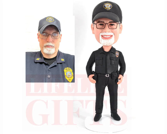 Custom Bobblehead Police Officer, Personalized Retirement Gift, birthday gift for husband/boss/co-workers, County sheriff present