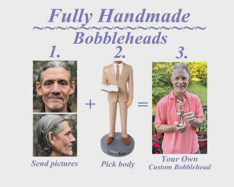 Custom Bobblehead from picture, fully handmade bobble head doll, personalized gift mimime of a person, customized pose and outfits figurine