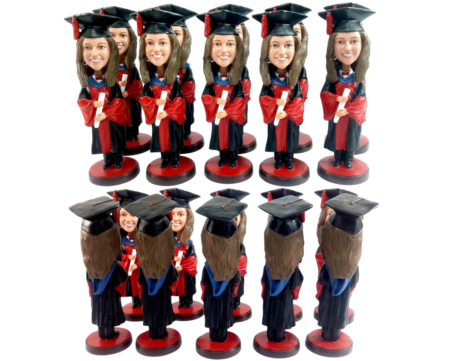 Custom bobbleheads bulk copying for graduates, bobblehead factory wholesale, Fully handmade graduates gifts, personalized graduation gifts
