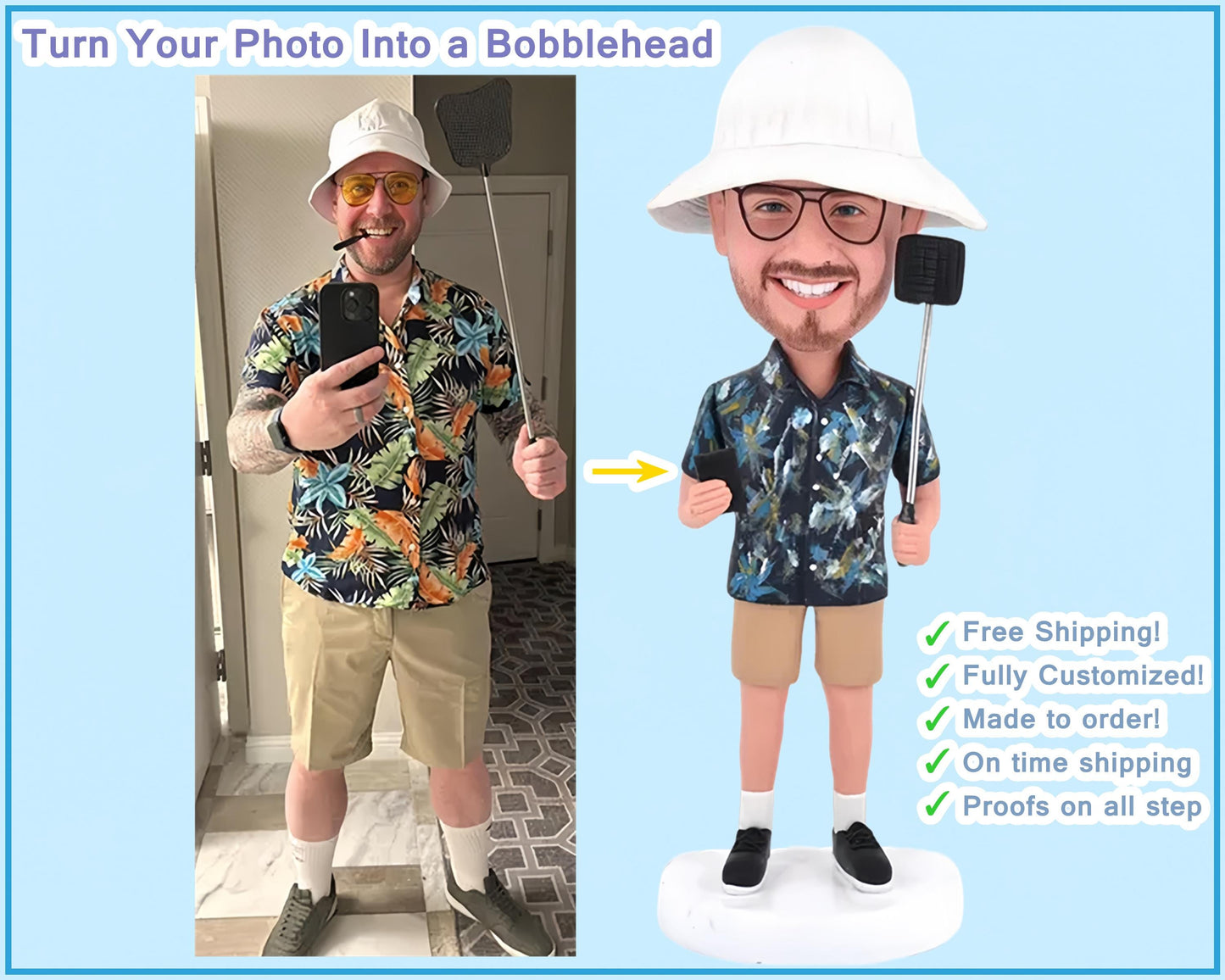 Husband gift bobblehead customized from Photo, Funny retirement Gift for boss, Personalized Bobblehead Gift for Boyfriend Dad Anniversary