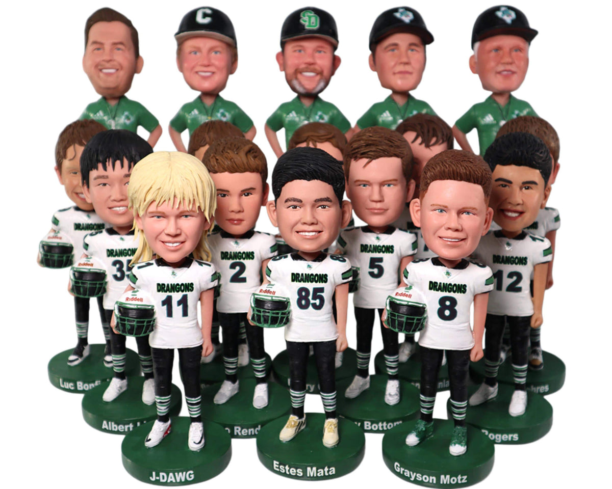 Custom American Football Bobbleheads, Personalized Team Figures, Graduation Keepsakes
