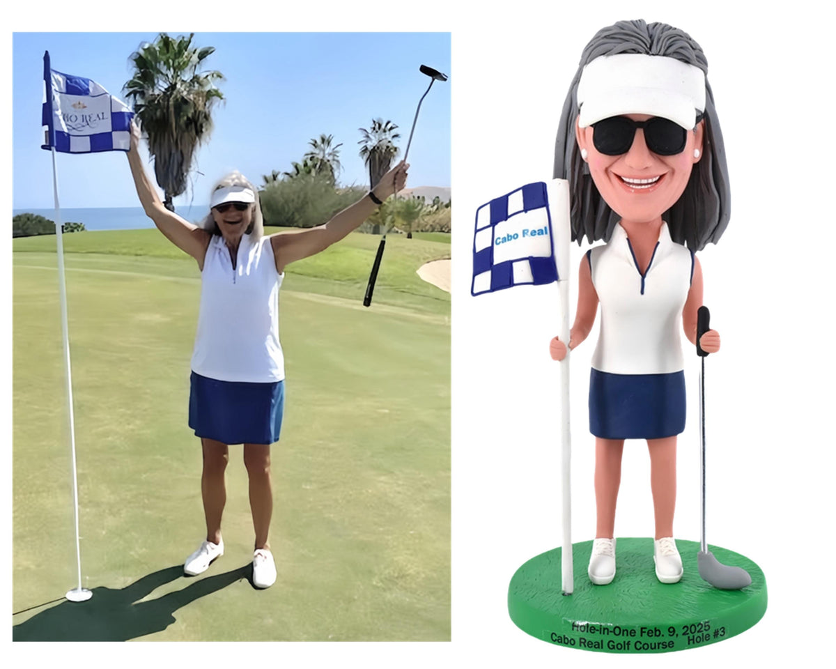 Female boss Custom Bobblehead, Handmade Golf figurine, Personalized office Desk Nodding Doll for boss/CEO