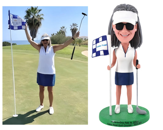 Female boss Custom Bobblehead, Handmade Golf figurine, Personalized office Desk Nodding Doll for boss/CEO