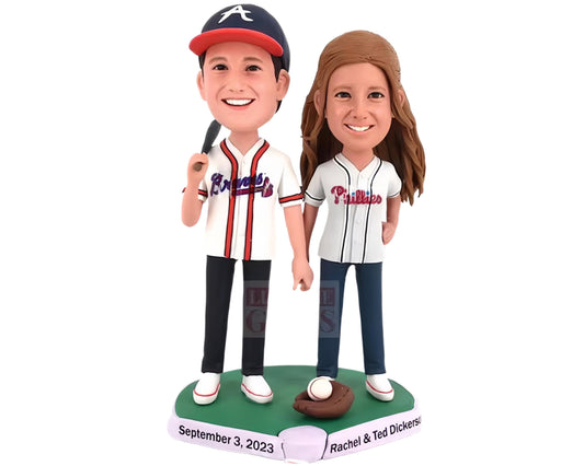 Baseball couple Custom Wedding Cake Toppers, personalized wedding keepsake, handmade anniversary figurines from pictures