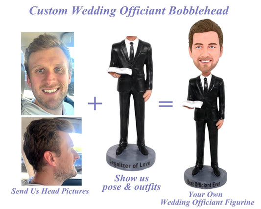 Wedding officiant Custom bobblehead, thank-you gift for officiant, legalizer of love figurine, personalized marriage officiant statue