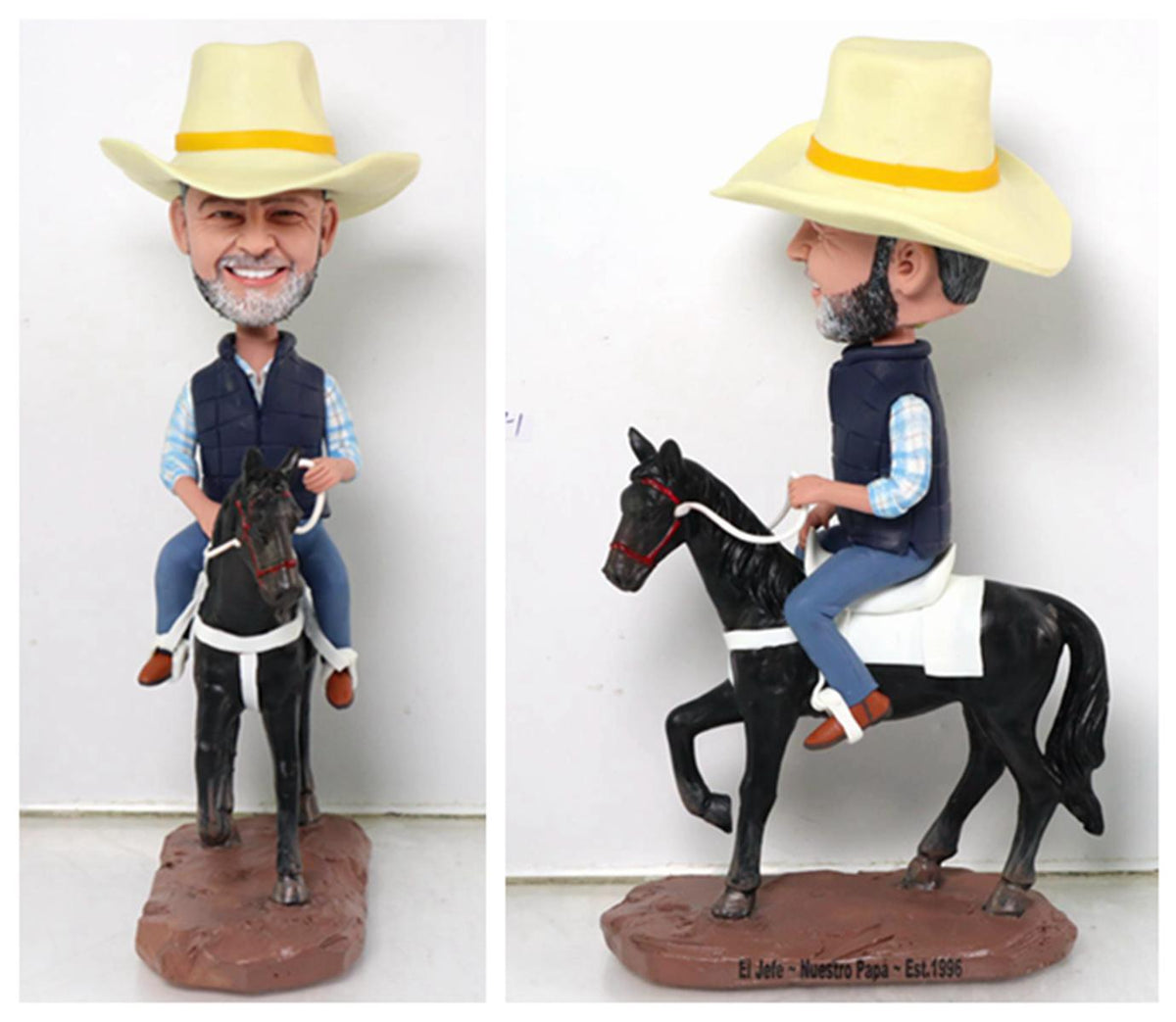 Cowboy Custom Bobblehead, Personalized Equestrian Figurine, Horseman/Jockey/Riding Coach Gift, Man Cave Decoration