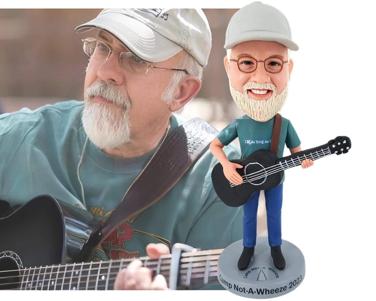 Guitar teacher Custom Bobblehead, Personalized Guitar performer figurine, Gift for teacher/husband/boss