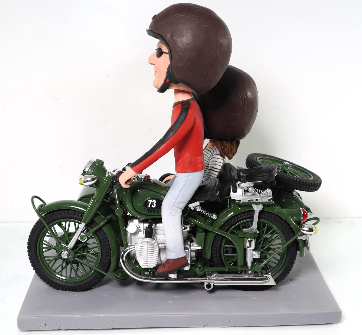 Couple anniversary bobbleheads, motorhead romantic keepsakes, biker wedding cake toppers