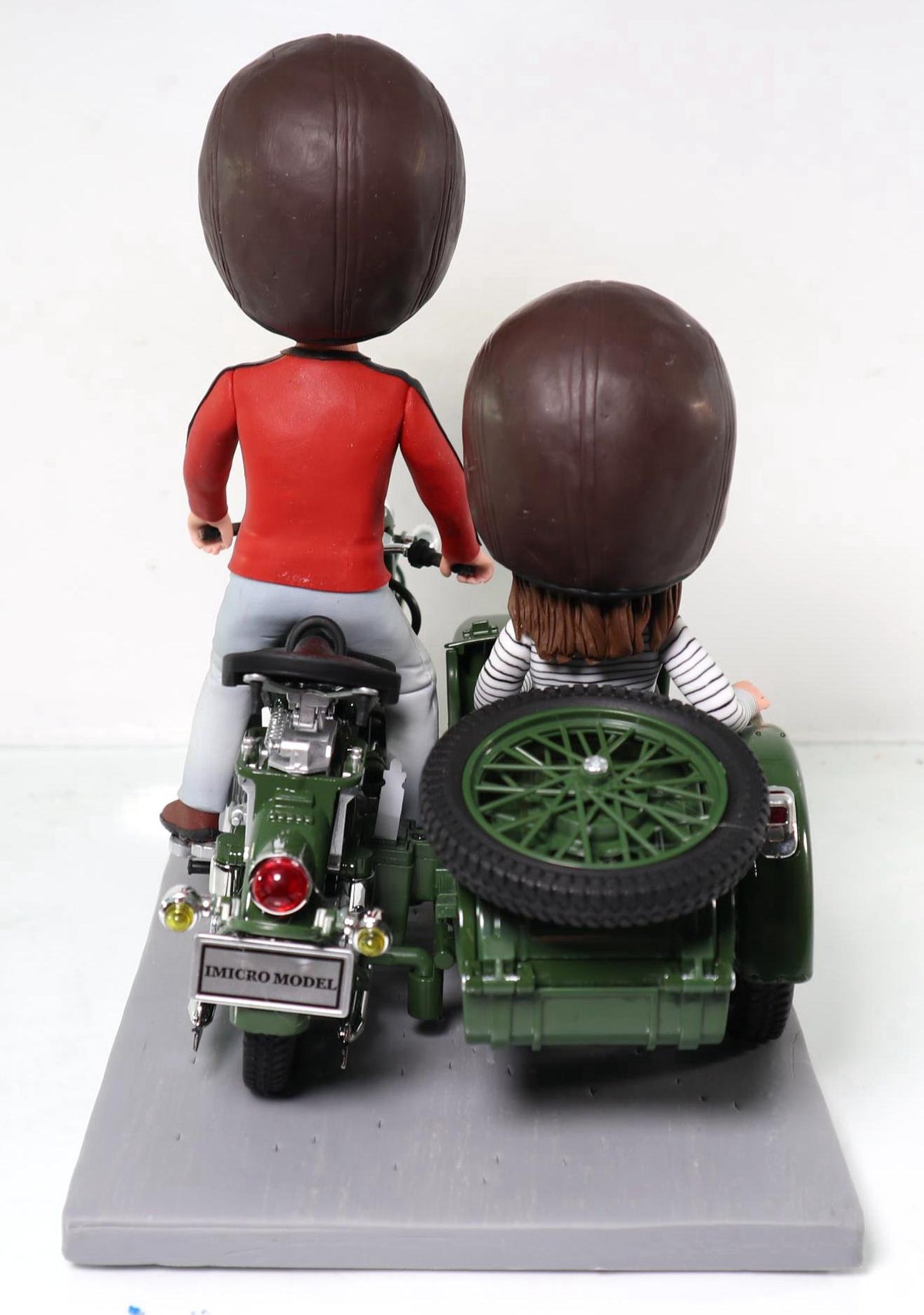 Couple anniversary bobbleheads, motorhead romantic keepsakes, biker wedding cake toppers