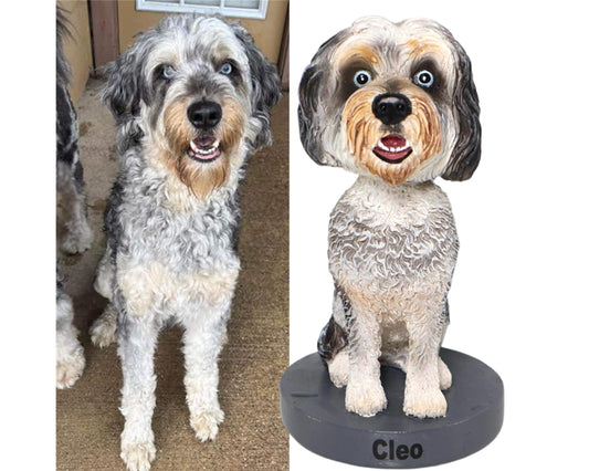 Custom Pet Bobblehead, dashboard nodding dog, Handmade Dog/Cat Figurine, pet memorial Keepsake