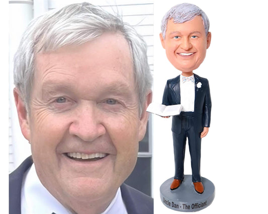 Custom Marriage Officiant Bobblehead, wedding pastor gift, legalizer of love figurine