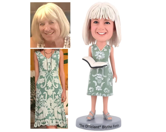 Female Wedding Officiant Custom Bobblehead, Female pastor figurine from picture, Legalizer of love, proposal gift for wedding officiant