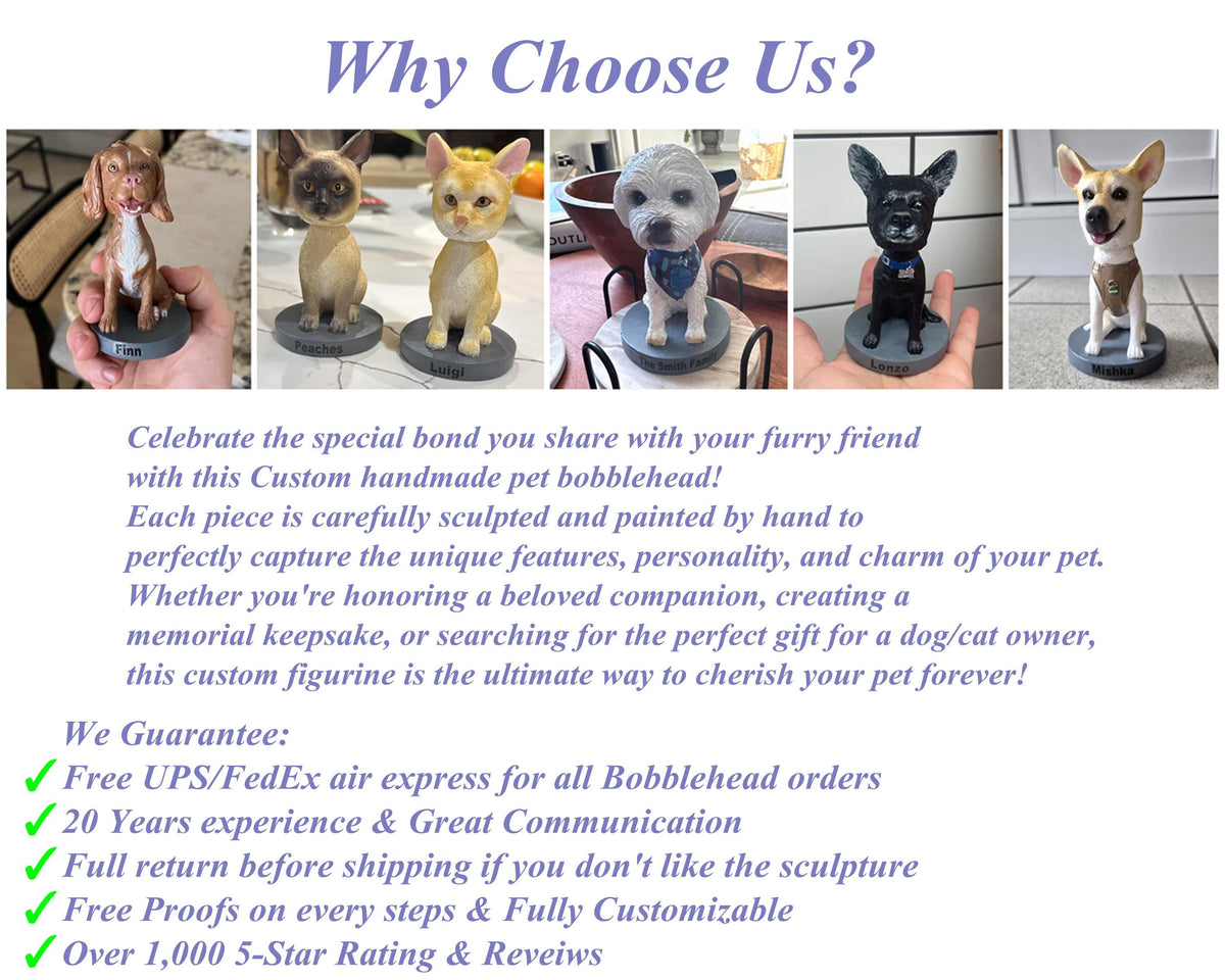 Custom Dog Bobblehead, Personalized Pet Memorial Figurine, Handmade Nodding Dog Keepsake