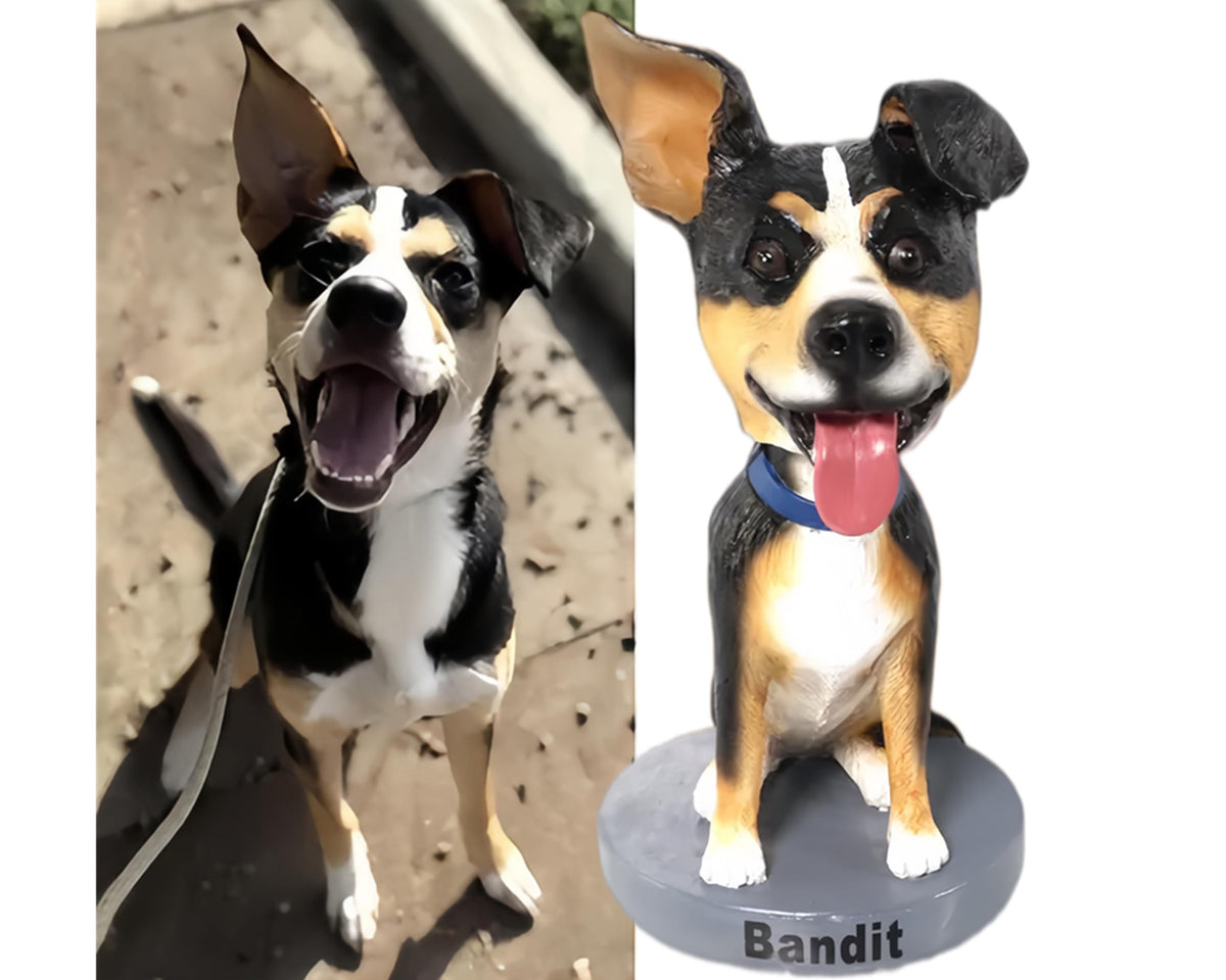 Custom puppy Bobblehead, Handmade Pet Figurine, Personalized Dashboard Companion