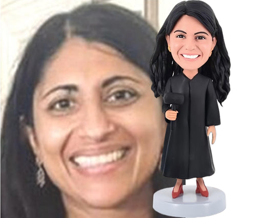Custom Judge Figurine, Personalized justice bobblehead, Your honor birthday Gift, Office/home desk decoration for female judges