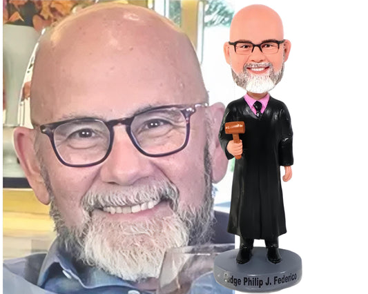 Custom Judge Bobblehead, Personalized Magistrate Figurine, Prosecutor Statue From Photo