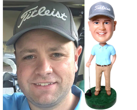 Golf Pro Custom Bobbleheads, custom golfer statue, golf course figurine from picture, personalized golf player bobblehead holding golf club