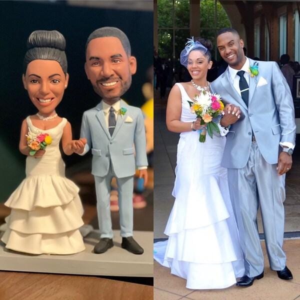 Indian Wedding Custom Cake Topper, Indian Couple Bobblehead personalized from picutre, funny wedding keepsake