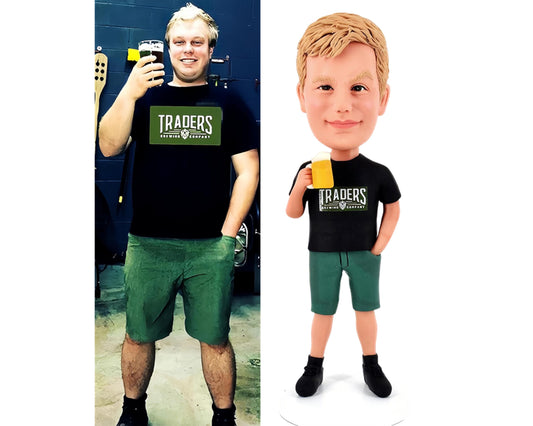 Beer drinking Custom Bobblehead, Personalized figurine From Photo, Office/home Desk Decor for boss/husband/father