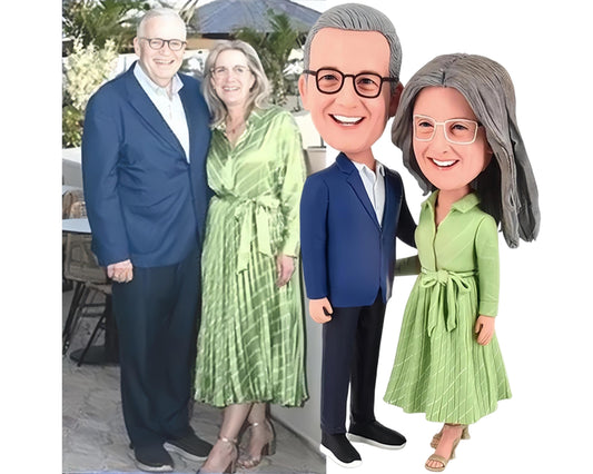 Custom couple anniversary gifts, personalized couple bobbleheads from picture, 30th wedding anniversary keepsake
