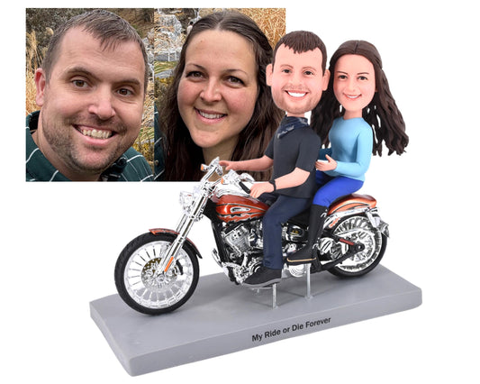 Rider couple Custom Bobbleheads, Anniversary Gift for couples, personalized motorhead couple cake toppers