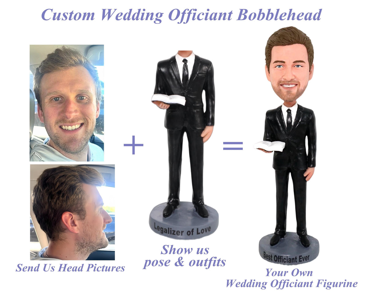 Custom Pastor Bobblehead, Personalized Wedding officiant figurine, handmade wedding favors