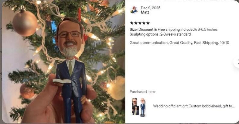 Custom Pastor Bobblehead, Personalized Wedding officiant figurine, handmade wedding favors