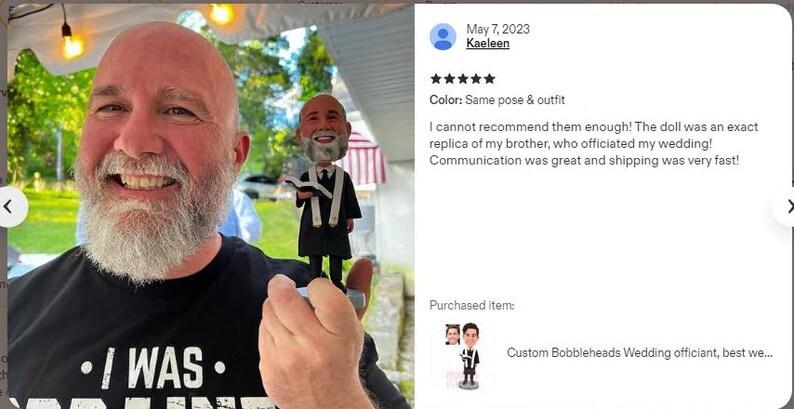 Custom Pastor Bobblehead, Personalized Wedding officiant figurine, handmade wedding favors
