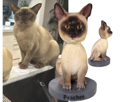 Custom Cat bobblehead, Dashboard nodding cat figurine, Turn Your Pet into Art, pet loss memorial, Gift for Pet Owners