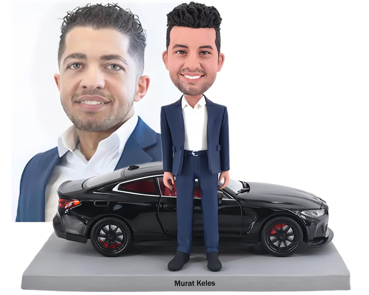 Custom Bobblehead with Ferrari, Personalized gift For car collector, office/home decor