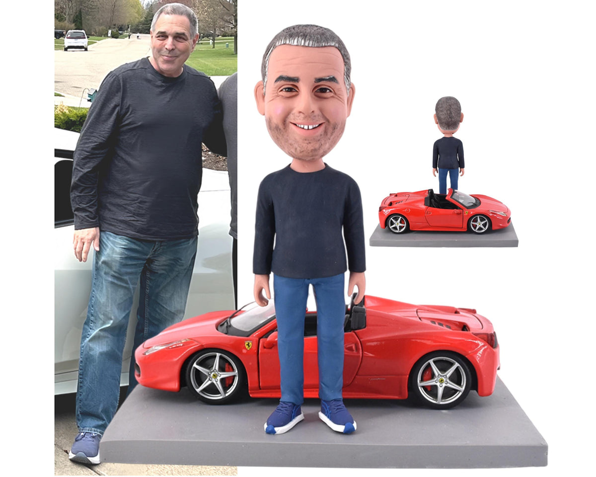 Custom Bobblehead with GT3 RS, Personalized gift for Porsche fans, office/home decor