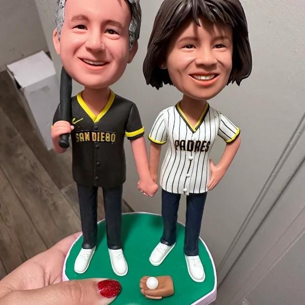Baseball couple Custom Wedding Cake Toppers, personalized wedding keepsake, handmade anniversary figurines from pictures