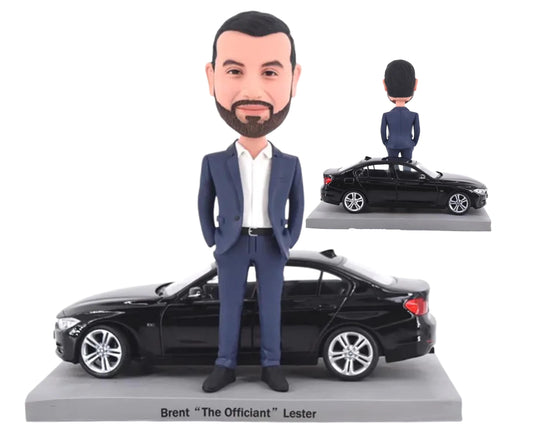 Custom bobblehead for BMW owner, husband personalized figurine, Handmade statue with car, office/home decor for boss