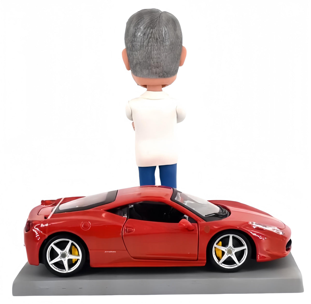 Custom Bobblehead with Corvette C8, Personalized Husband/Boss Figurine with Hyper car, Office/home desk decor