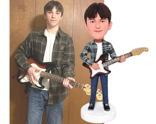 Guitar palyer Custom Bobblehead, Personalized Guitar performer figurine, birthday/retirement Gift for husband/boss