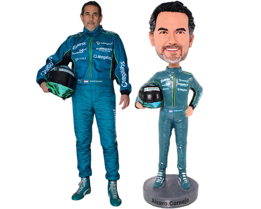 Race Car Driver Custom Bobblehead, Personalized racer figurine, F1 bobblehad, dashboard nodding doll, office/home decoration