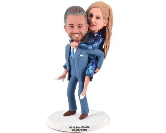 Custom wedding cake topper, funny couple bobbleheads,Anniversary figurines Personalized from picture, Handmade couple statues