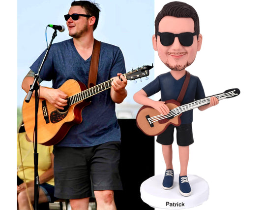 Guitar singer Custom Bobblehead, Personalized Guitar performer figurine, birthday Gift for teacher/husband/boss